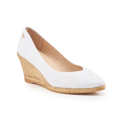 Viscata Roses Limited Edition Canvas V Cut Espadrille Wedges In White