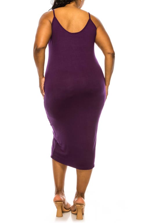 L I V D Jennie Stretch Midi Body-con Dress In Eggplant