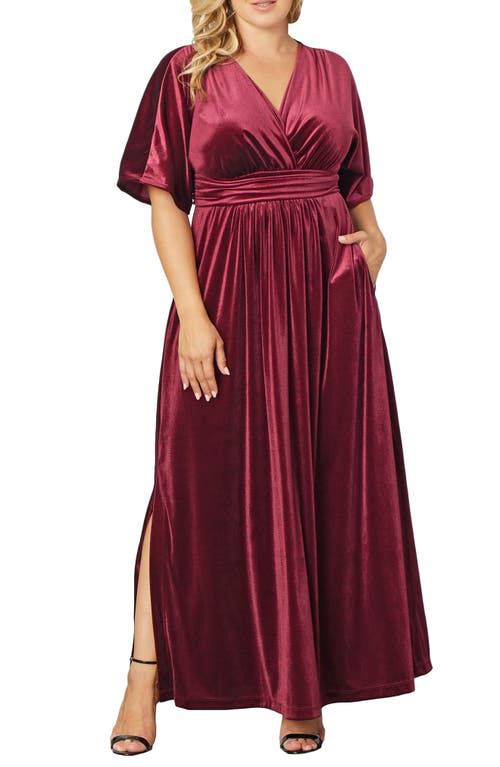 Kiyonna Verona Velvet Gown in Pinot Noir