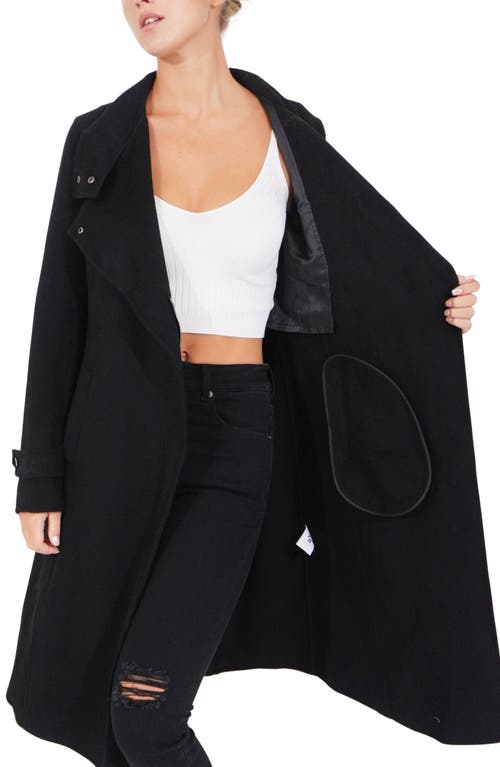 Shop Belle & Bloom Envy Me Asymmetric Zip Wool Blend Coat In Black