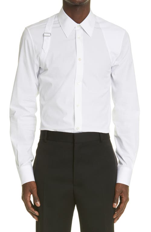 Alexander McQueen Harness Stretch Poplin Men's Button-Up Shirt White Mutli at Nordstrom,