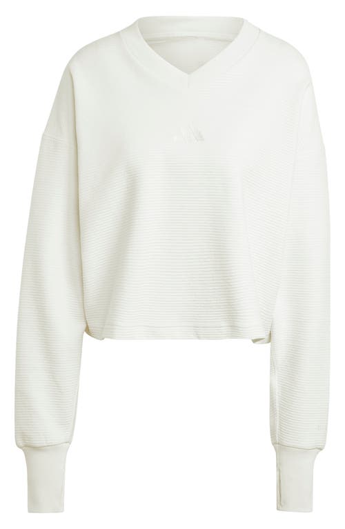 Shop Adidas Originals Adidas All Szn Rib V-neck Sweatshirt In Off White