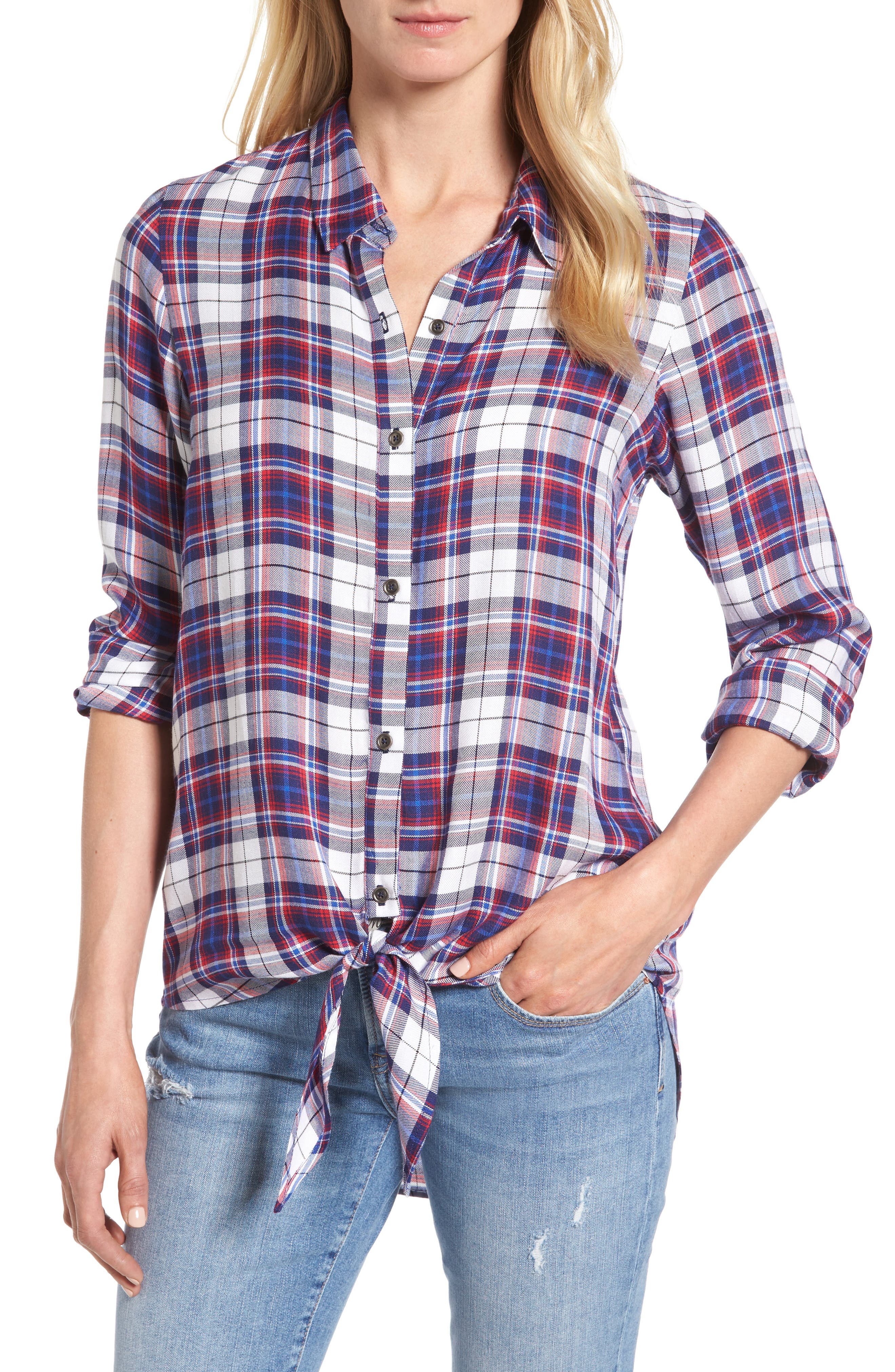 tie front plaid shirt