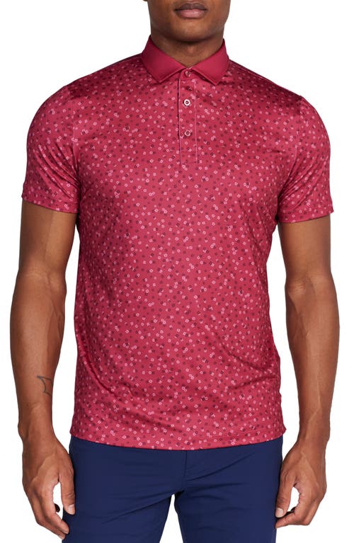 Herrick Floral Performance Golf Polo in Sangria