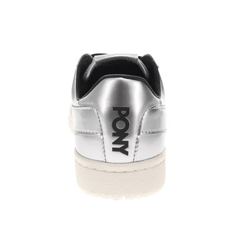 Pony Mens M-80 Low Metallic Genuine Leather Premium Lace Up Athletic Sneaker Shoe In Silver