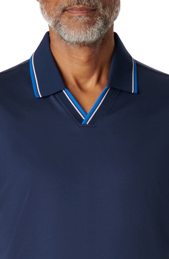 Shop Bugatchi Tipped Johnny Collar Polo In Navy