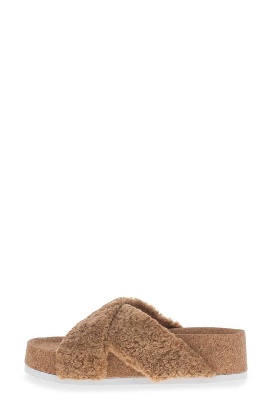 Shop Chooka Annie Crossband Faux Shearling Slide Sandal In Tan