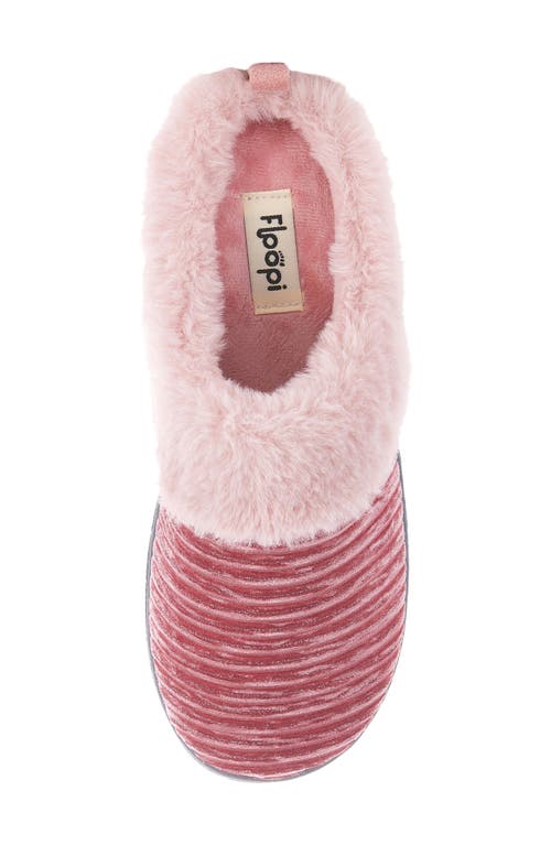 Floopi Faux Fur Trim Velour Clog Slipper In Pink