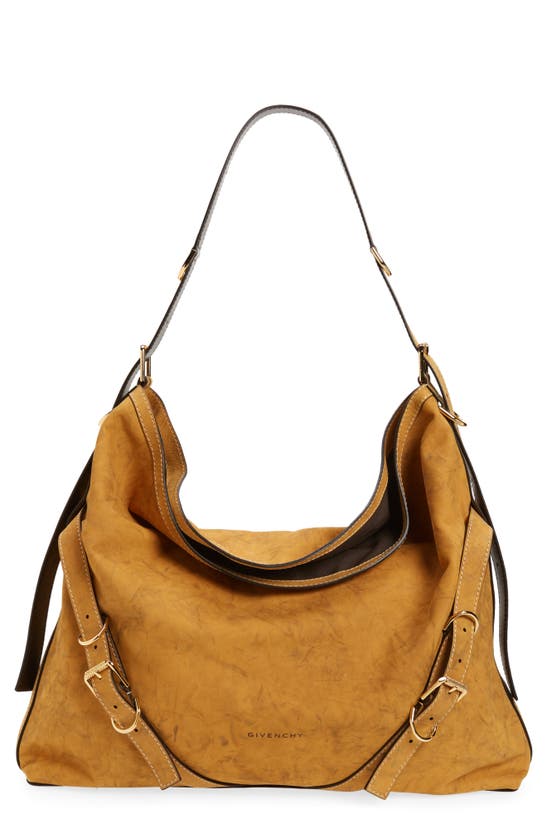 Shop Givenchy Large Voyou Leather Crossbody Bag In Beige Camel