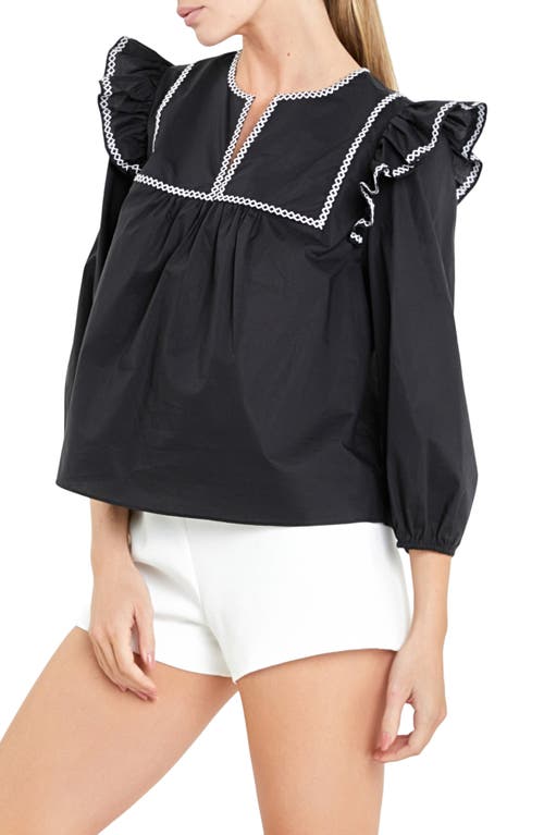 English Factory Cecilia Top In Black In Black/white