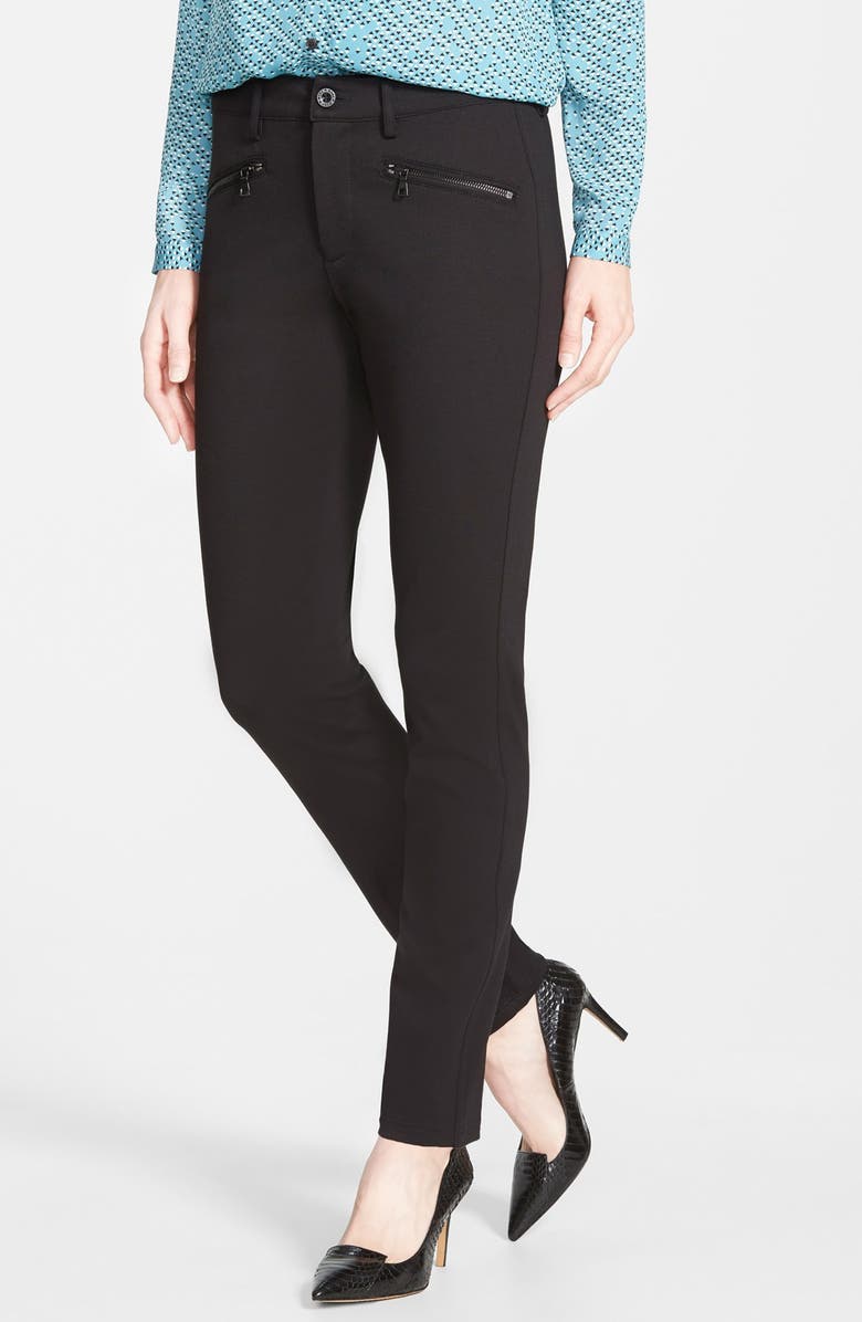 NYDJ 'Ski' Zip Pocket Ponte Knit Pants, Main, color, BLACK