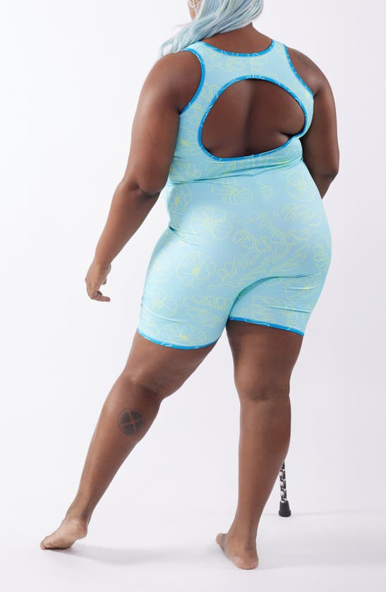 Shop Tomboyx 6-inch Reversible One-piece Rashguard Swimsuit In Keep Palm