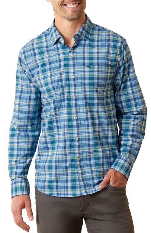 Tommy Bahama Siesta Key IslandZone Carmelo Plaid Stretch Button-Up Shirt Mountain Bluebell at Nordstrom,