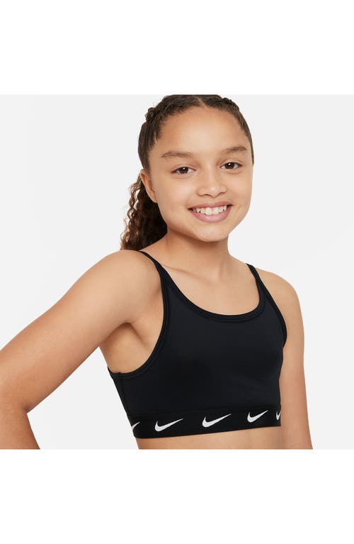 Shop Nike Kids' Dri-fit Sports Bra In Black/white
