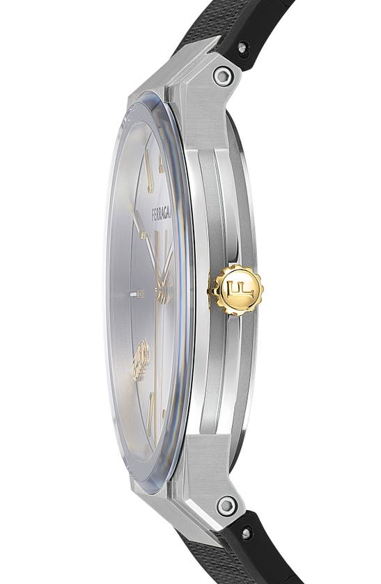 Shop Ferragamo Infinity Sapphire Silicone Strap Watch, 41mm In Stainless Steel