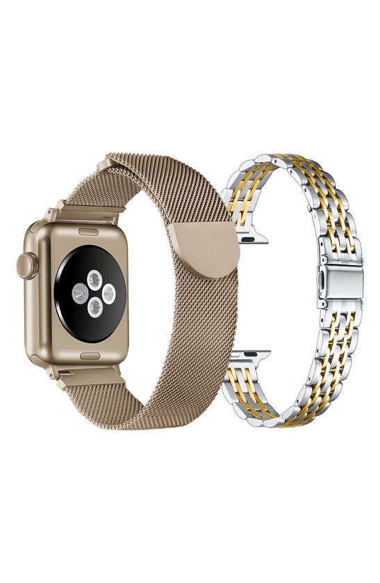 Shop The Posh Tech Assorted 2-pack 38mm Apple Watch® Watchbands In Gold / New Gold