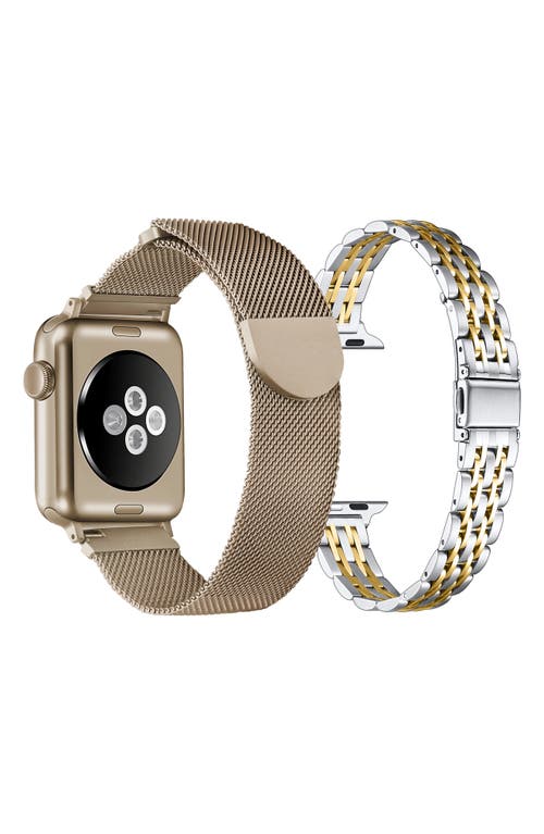 Shop The Posh Tech Assorted 2-pack 42mm Apple Watch® Watchbands In Gold/new Gold