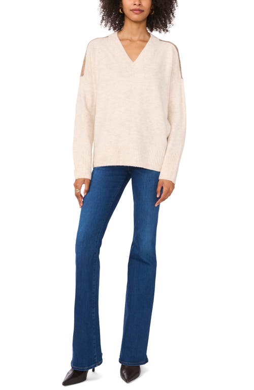 Vince Camuto Contrast High-low Sweater In Malted