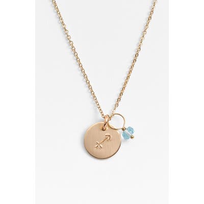 Nashelle 14K-Gold Fill & Semiprecious Birthstone Zodiac Mini Disc Necklace
