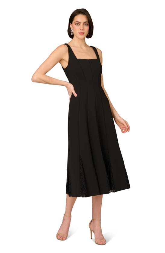 Shop Aidan Mattox By Adrianna Papell Bonded Crepe Midi Cocktail Dress In Black