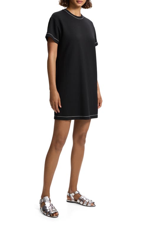 Shop Theory Topstitch Detail Mini T-shirt Dress In Black