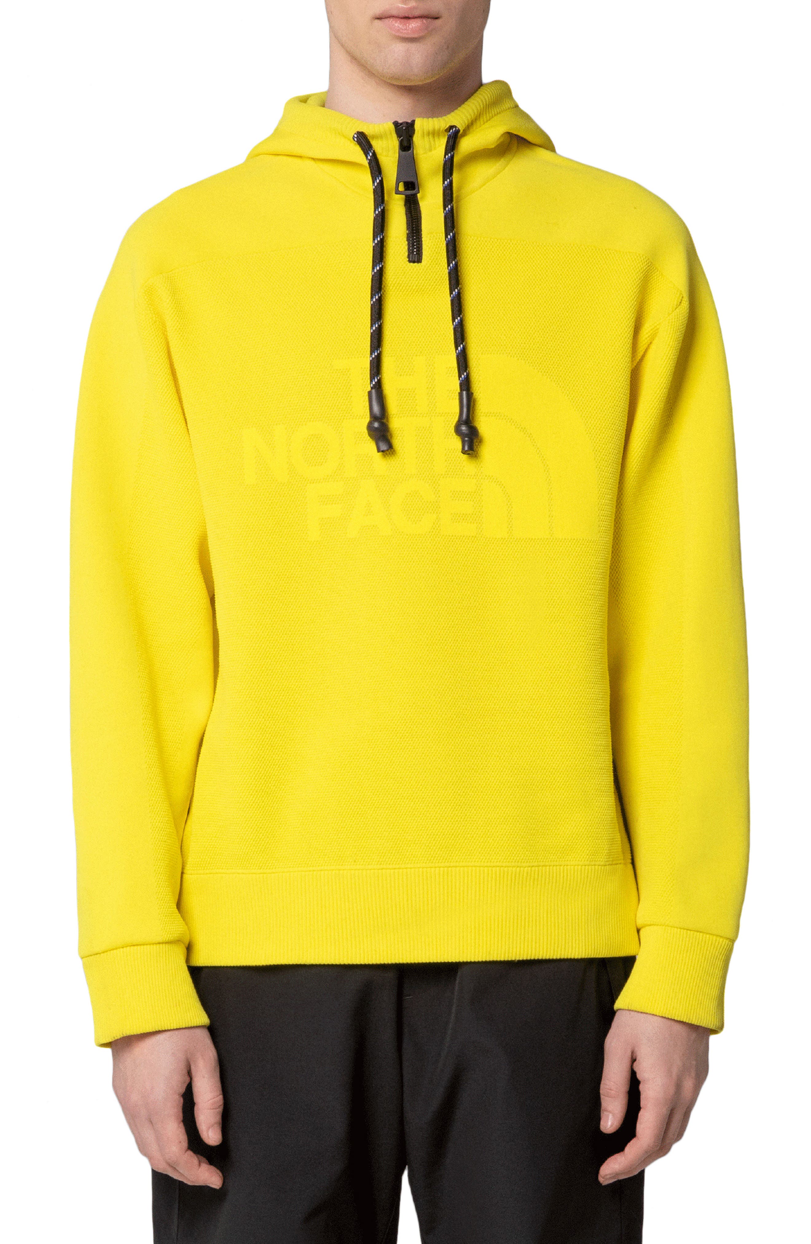 black and yellow north face hoodie
