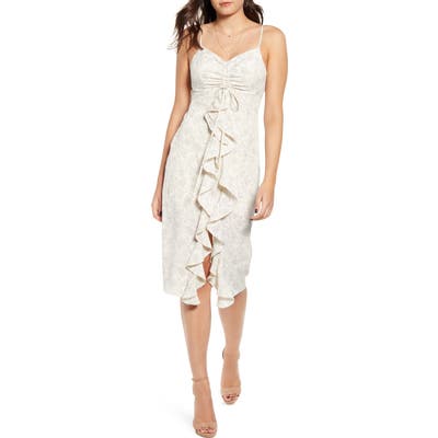 Endless Rose Scatter Dot Ruffle Front Dress, Ivory