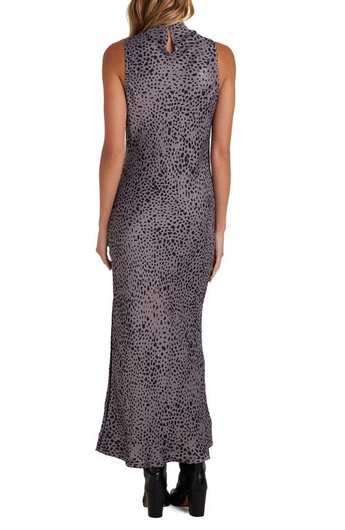 Shop Bella Dahl Print Mock Neck Sleeveless Maxi Dress In Onyx Steel