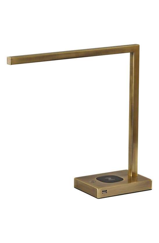Shop Adesso Lighting Aidan Charge Led Desk Lamp In Antique Brass