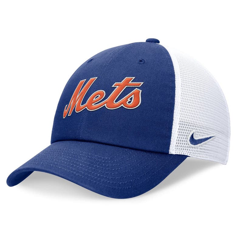 Nike Royal New York Mets Evergreen Wordmark Trucker Adjustable Hat In Blue