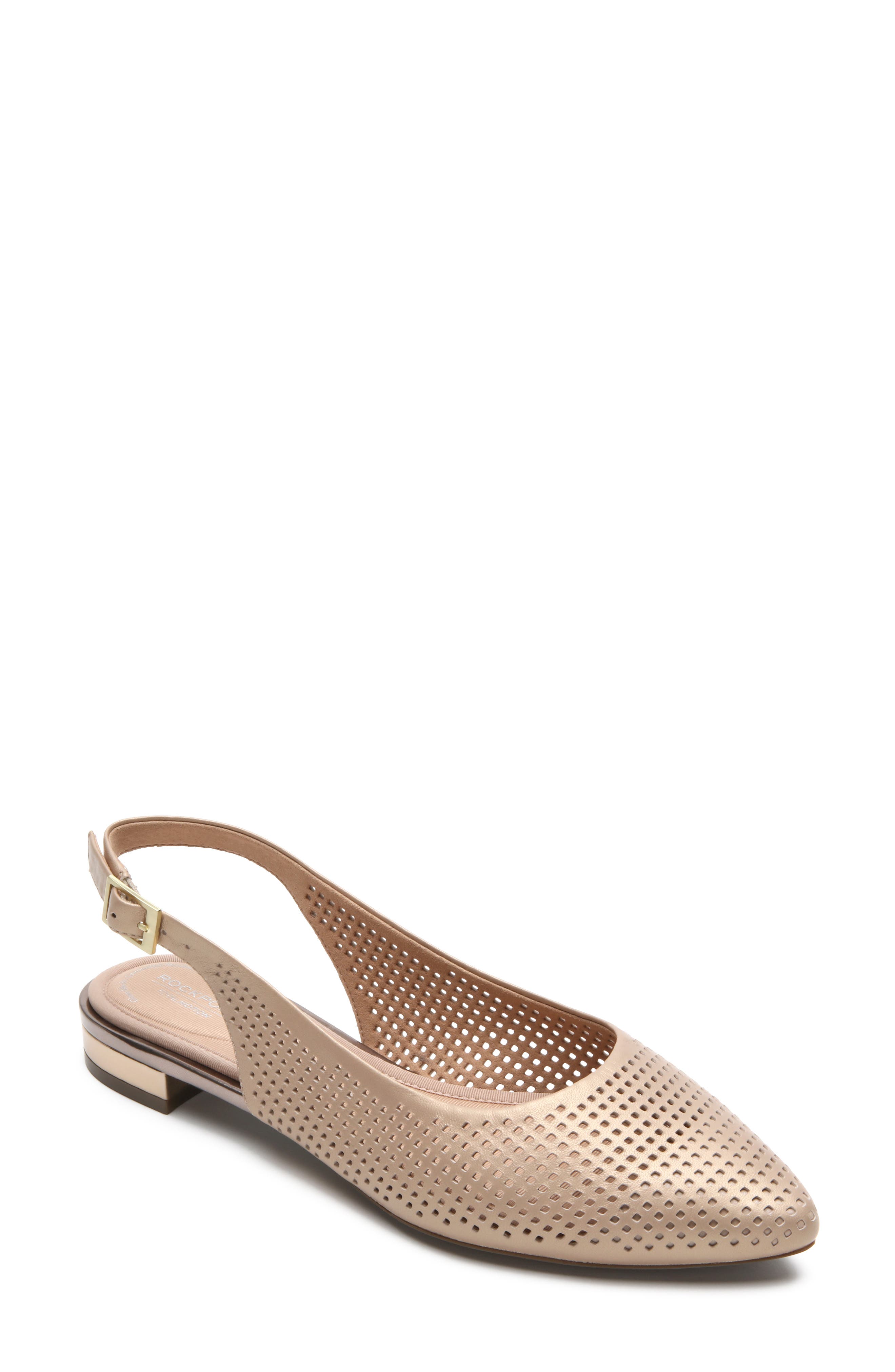 Rockport Adelyn Perforated Slingback Flat, Beige
