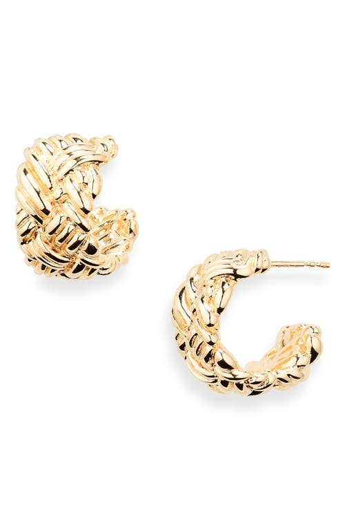 Bottega Veneta Intrecciato Huggie Hoop Earrings In Gold