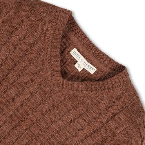 Shop Hope & Henry Baby Boys' Organic Fine Gauge Cable V-neck Sweater, Infant In Cinnamon Heather Cable