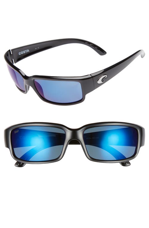 Shop Costa Del Mar Caballito 60mm Polarized Sunglasses In Black/blue Mirror