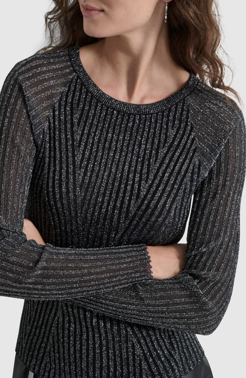 Shop Dkny Metallic Rib Sweater In Black/silver