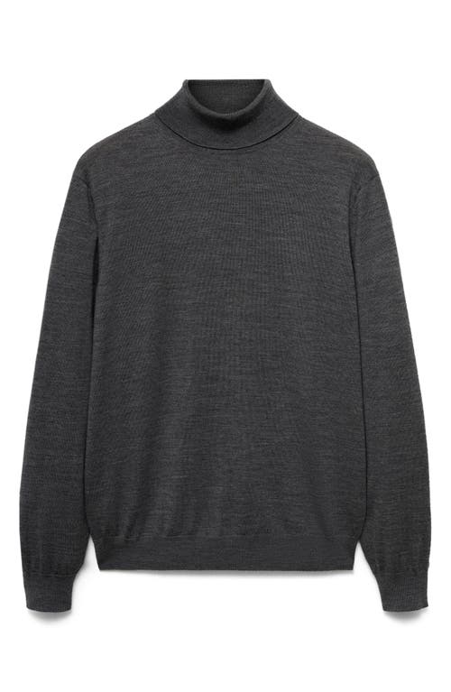 Mango Turtleneck Wool Sweater In Dark Heather Grey