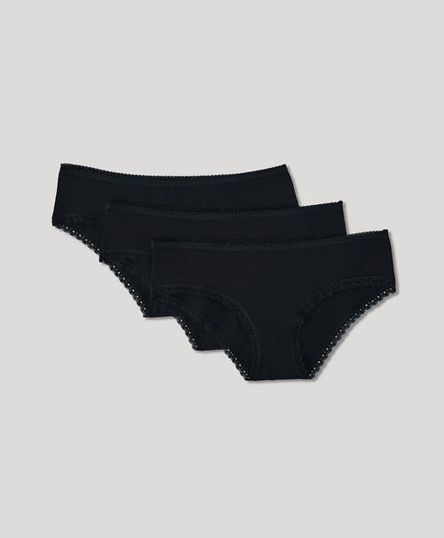 Shop Pact Organic Lace Cheeky Hipster 3-pack In Black