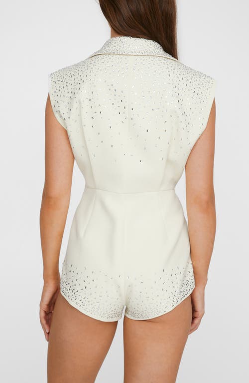 Shop Nasty Gal Hotfix Festival Diamante Tailored Romper In Ivory