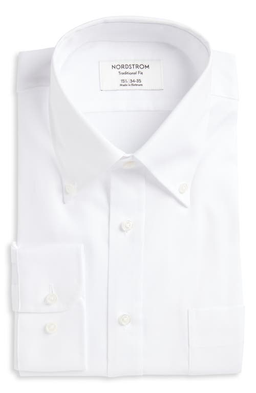 Nordstrom Traditional Fit Cotton Oxford Dress Shirt In White Royal Oxford