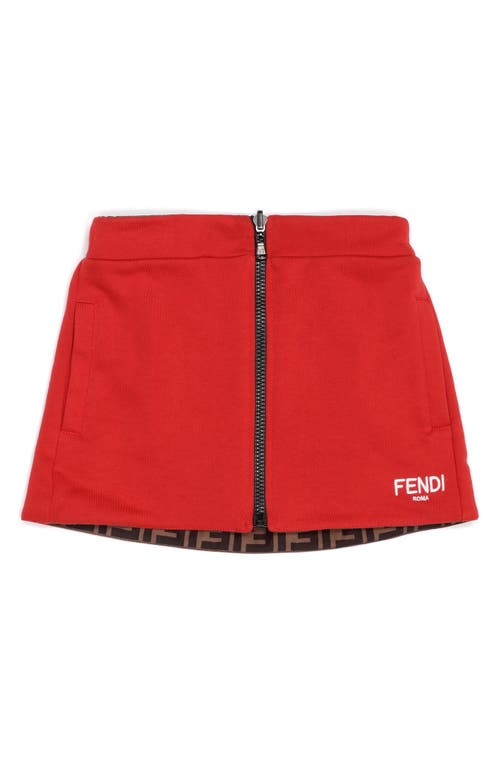 Fendi Kids' FF Logo Reversible Cotton Skirt in F18O4 Red