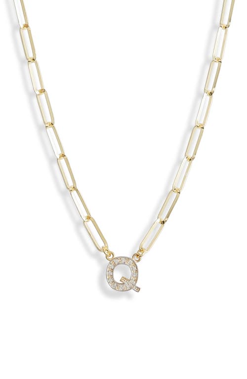 Meshmerise Diamond Initial Charm Paper Clip Chain Necklace In Yellow-q