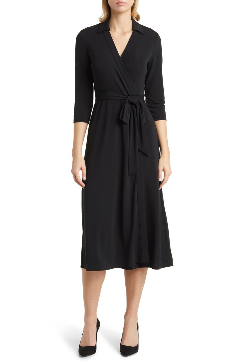 Anne Klein Long Sleeve Faux-Wrap Shirtdress | Nordstrom