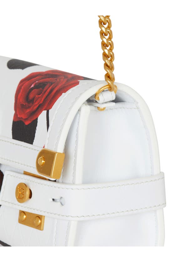 Shop Balmain B-buzz 23 Rose Convertible Leather Clutch In Gbs White/ Black/ Red