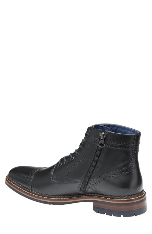 Johnston & Murphy Benton Leather Cap Toe Boot In Black Full Grain