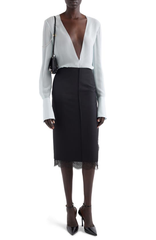 Givenchy Transparent Open-back Silk Blouse In Frost