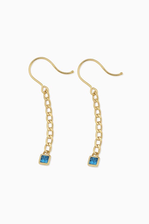 Oradina 14k Gold Dazzle Me Curb Drop Earrings In Gold - Blue Zirconia
