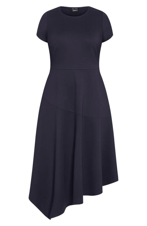 Shop City Chic Asymmetric Ponte Knit Dress In Navy