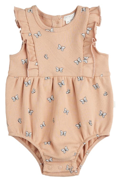 FIRSTS by Petit Lem Butterfly Ruffle Romper Camel at Nordstrom,