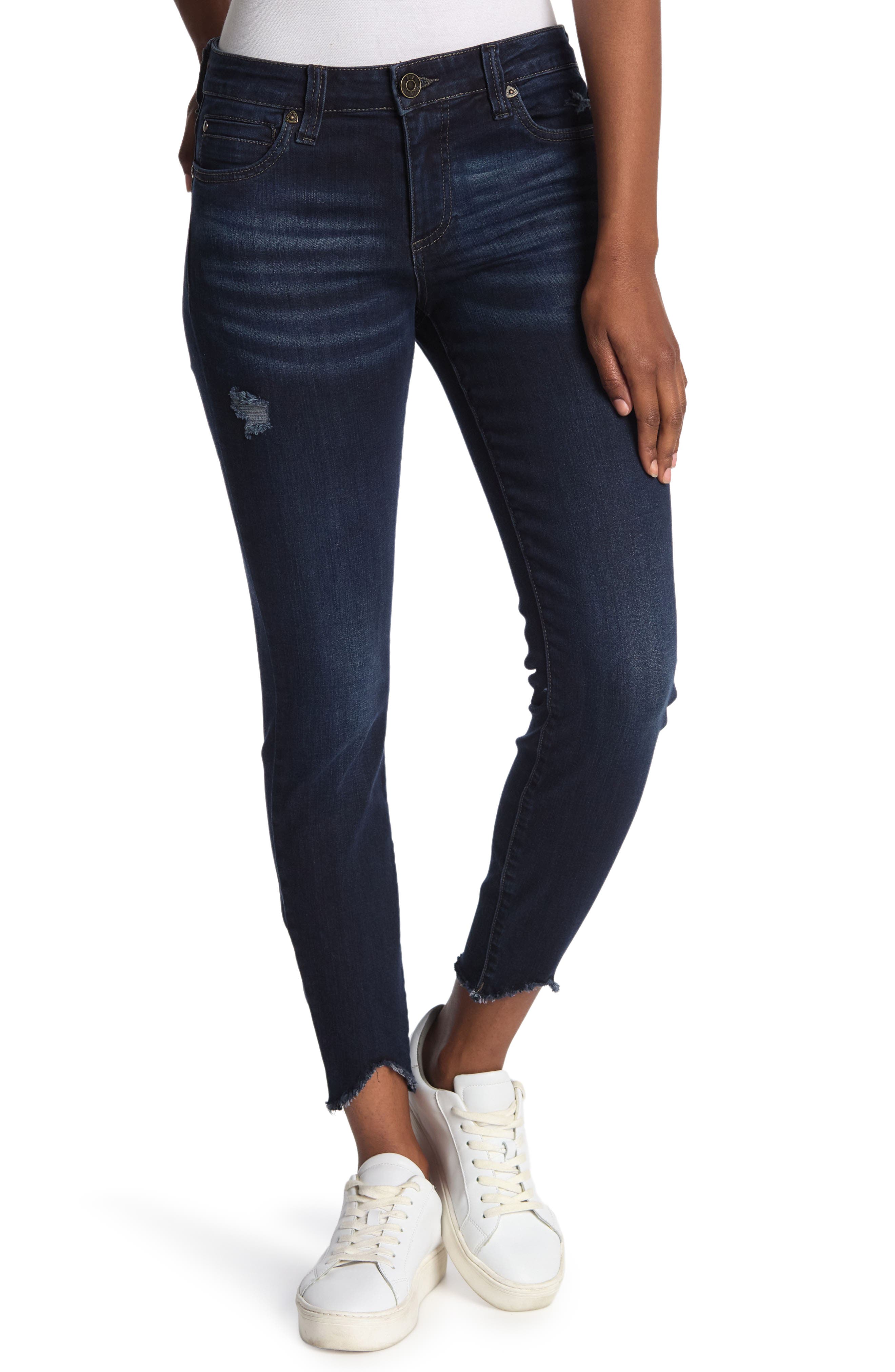 uneven jeans