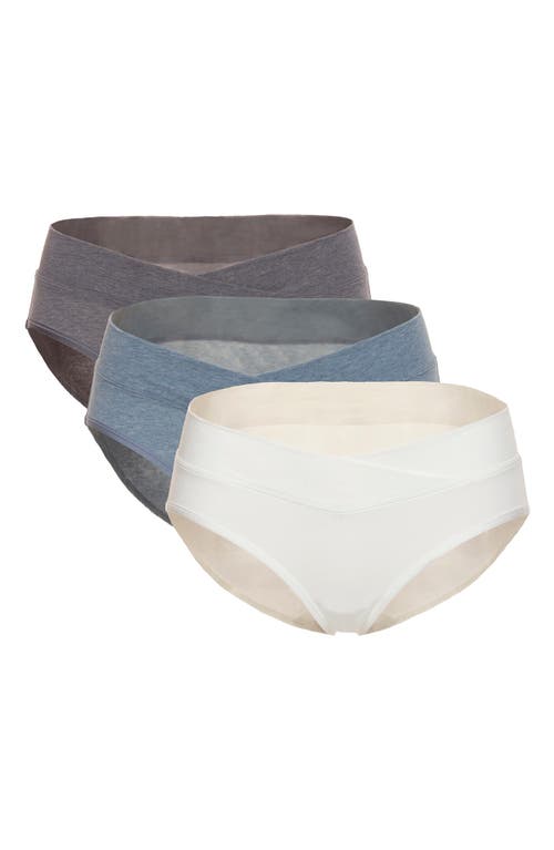 Shop Felina 3-pack Organic Cotton Maternity Briefs In Slate/sky/cloud